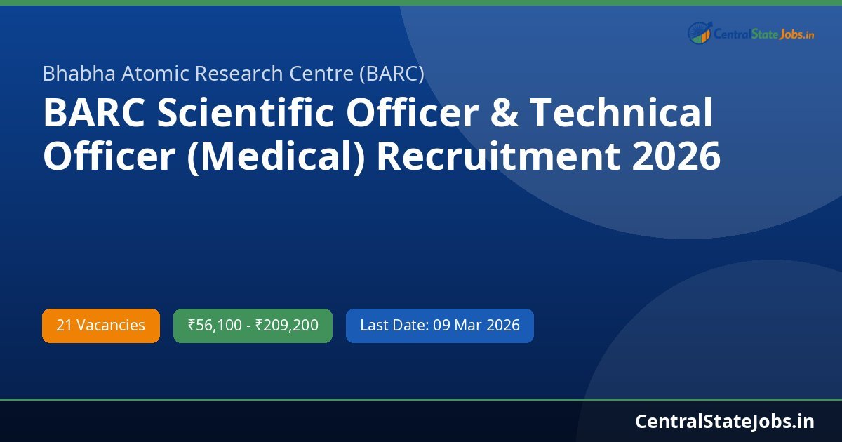 BARC Scientific Officer & Technical Officer (Medical) Recruitment 2026
