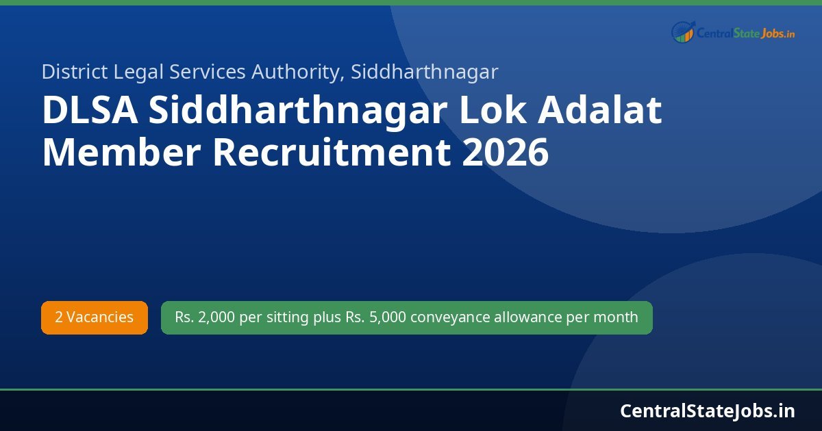 DLSA Siddharthnagar Lok Adalat Member Recruitment 2026