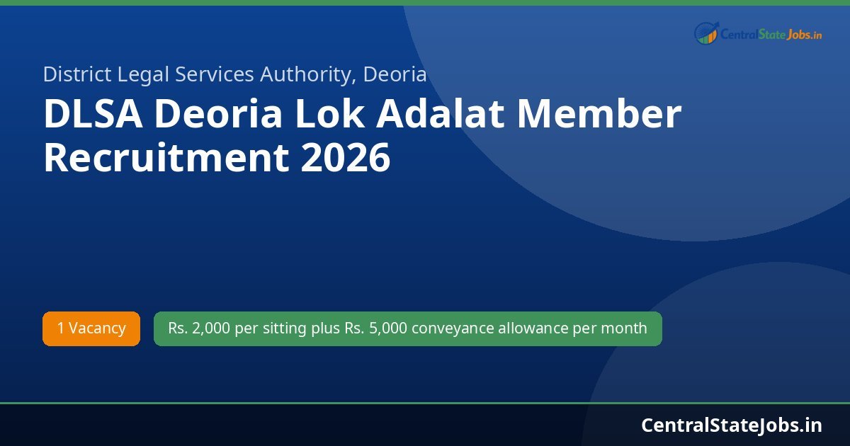 DLSA Deoria Lok Adalat Member Recruitment 2026