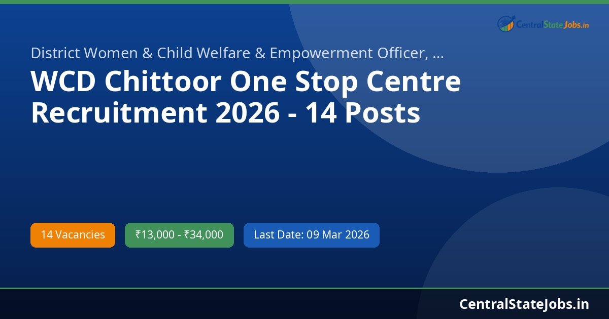WCD Chittoor One Stop Centre Recruitment 2026 - 14 Posts