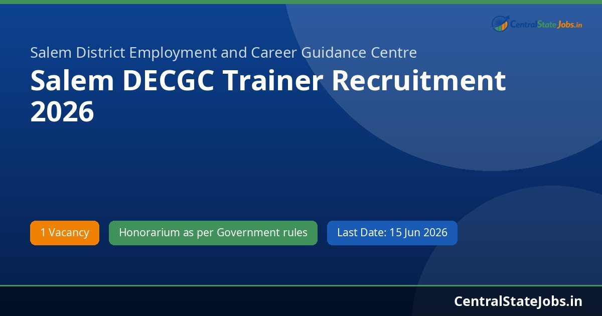 Salem DECGC Trainer Recruitment 2026