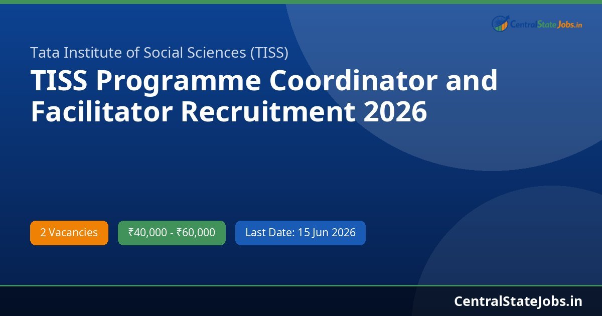 TISS Programme Coordinator and Facilitator Recruitment 2026