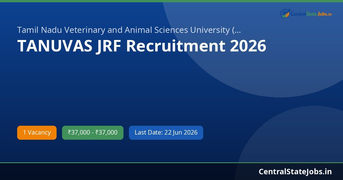 TANUVAS JRF Recruitment 2026