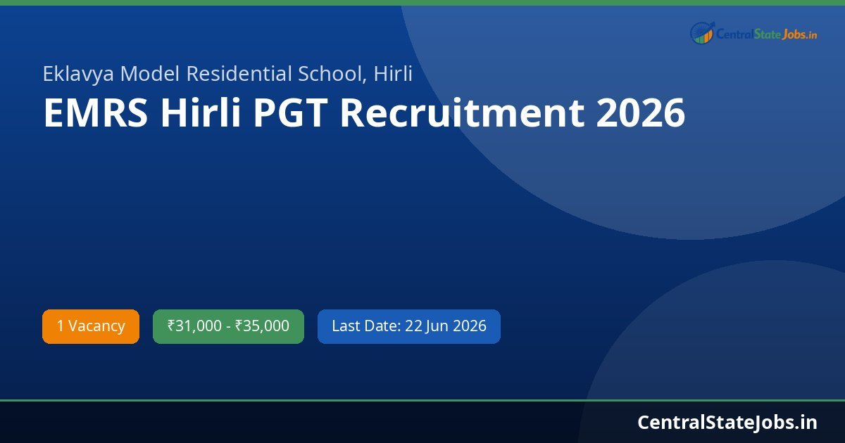 EMRS Hirli PGT Recruitment 2026