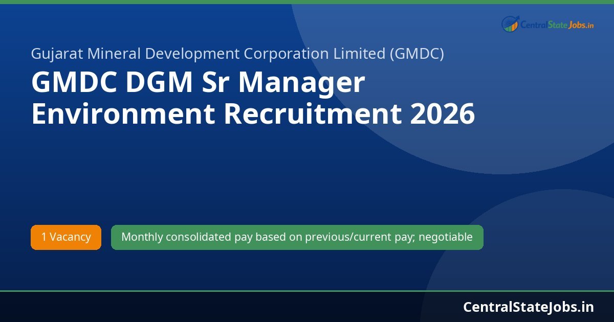 GMDC DGM Sr Manager Environment Recruitment 2026