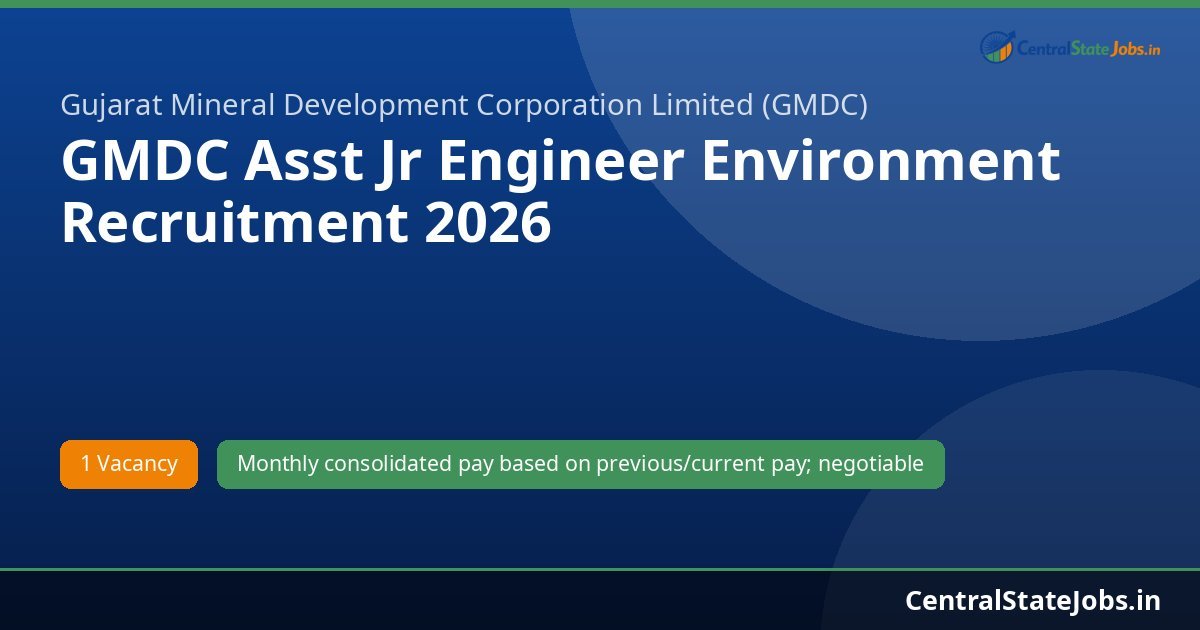 GMDC Asst Jr Engineer Environment Recruitment 2026