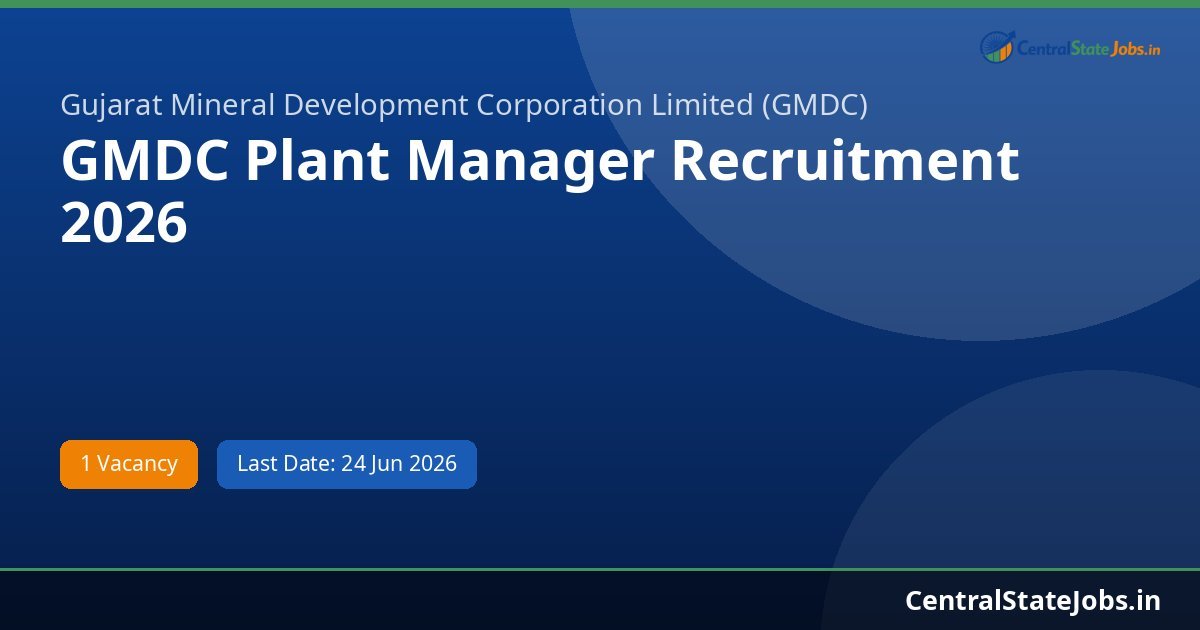 GMDC Plant Manager Recruitment 2026