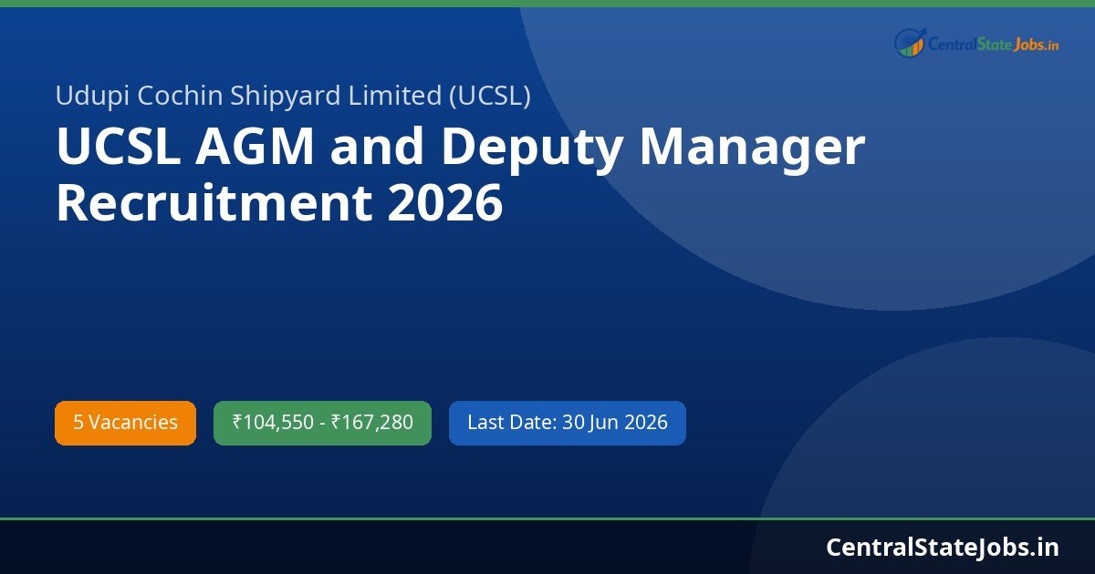UCSL AGM and Deputy Manager Recruitment 2026