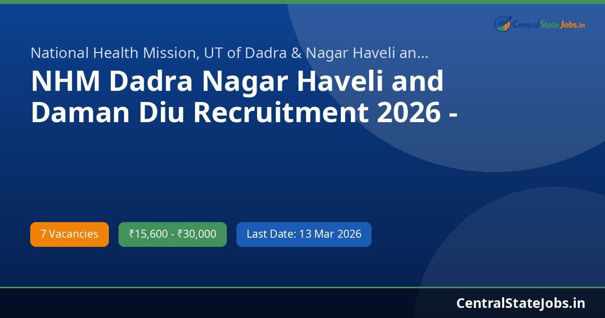 NHM Dadra Nagar Haveli and Daman Diu Recruitment 2026 - Speech Therapist, Audiologist, ANM Posts