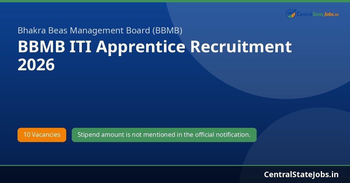 BBMB ITI Apprentice Recruitment 2026