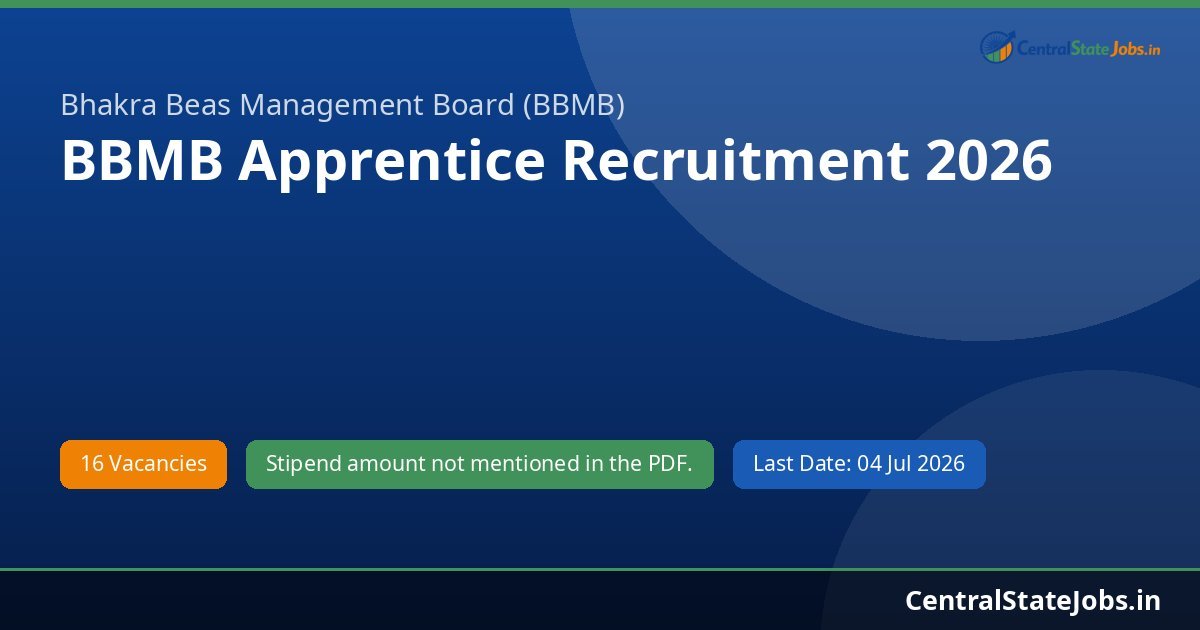 BBMB Apprentice Recruitment 2026