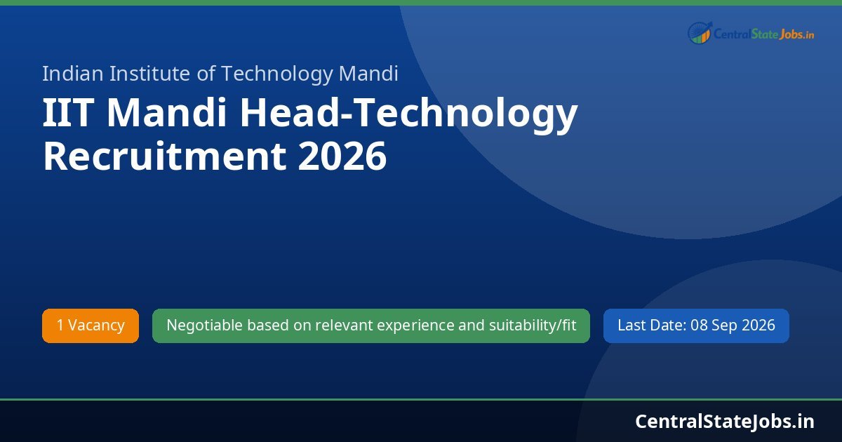 IIT Mandi Head-Technology Recruitment 2026