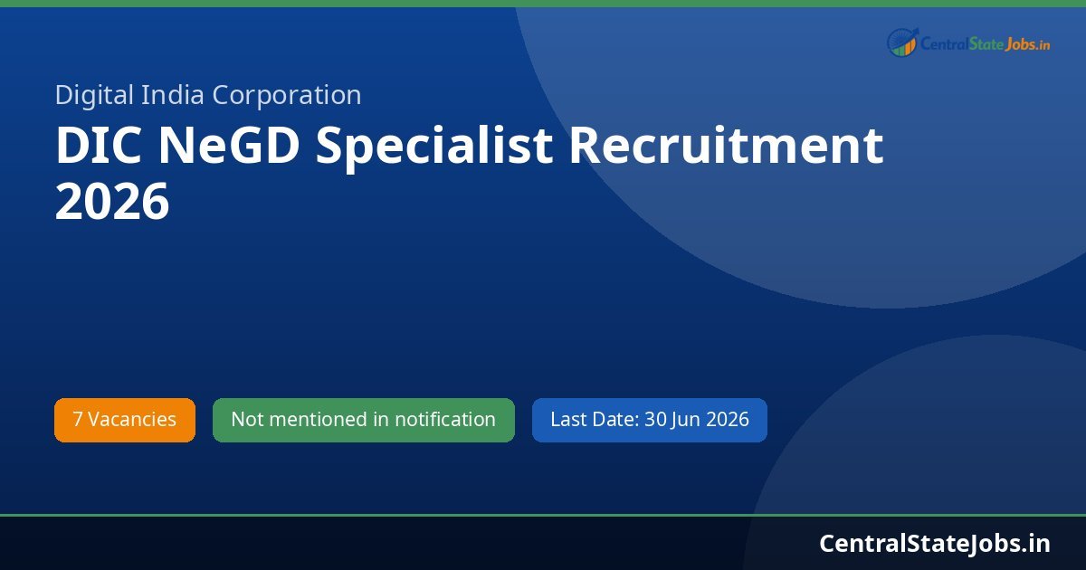 DIC NeGD Specialist Recruitment 2026