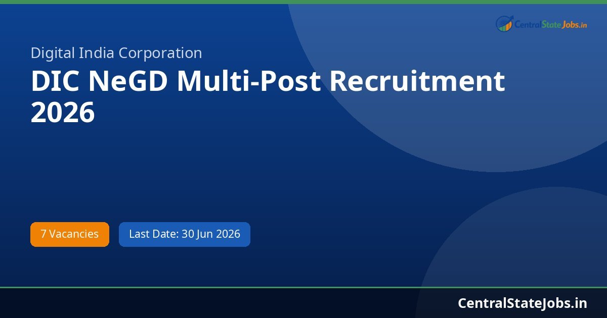 DIC NeGD Multi-Post Recruitment 2026