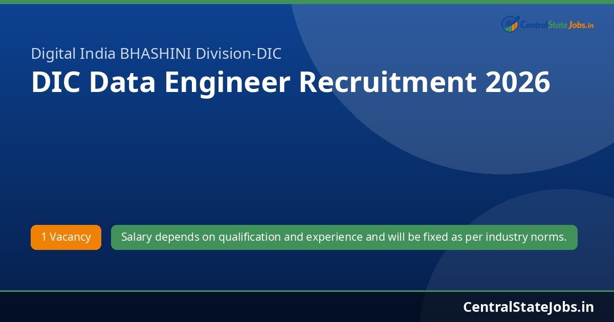 DIC Data Engineer Recruitment 2026
