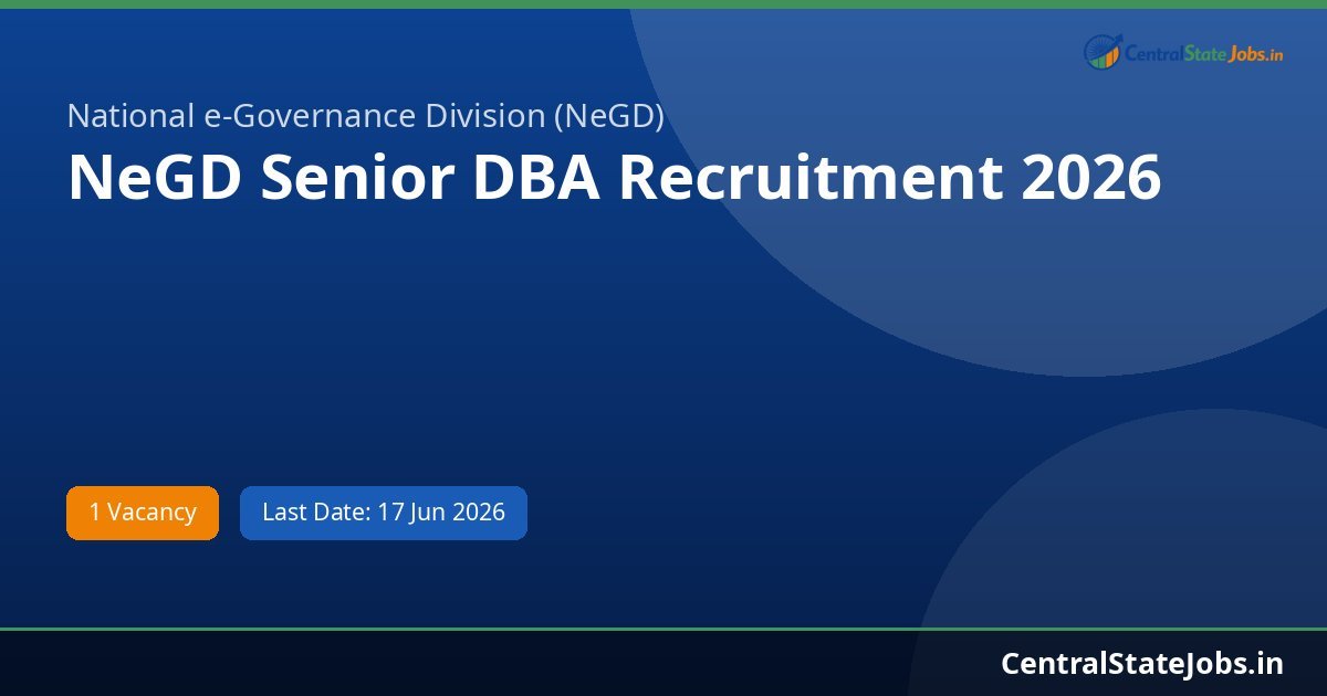 NeGD Senior DBA Recruitment 2026