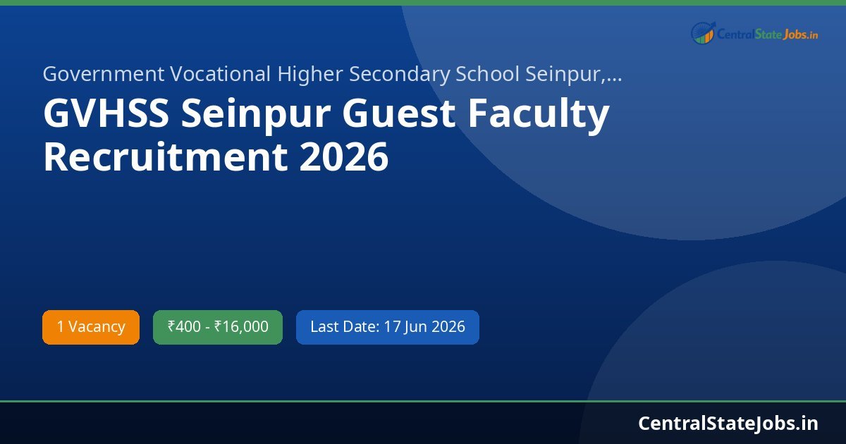 GVHSS Seinpur Guest Faculty Recruitment 2026