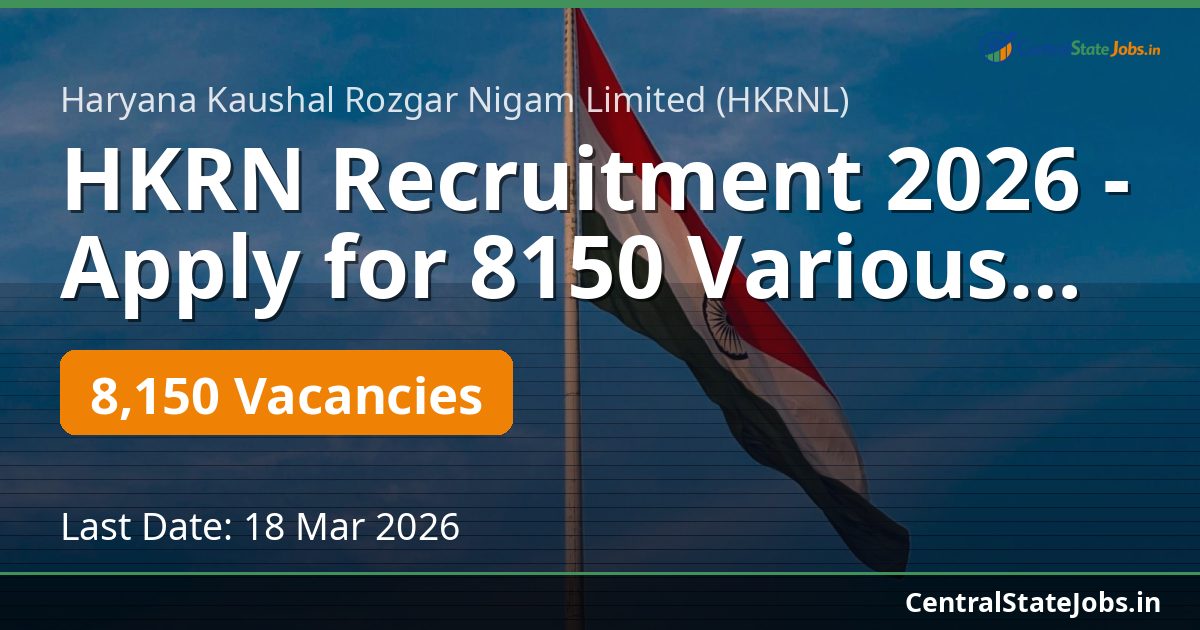 HKRN Recruitment 2026 - Apply for 8150 Various Posts