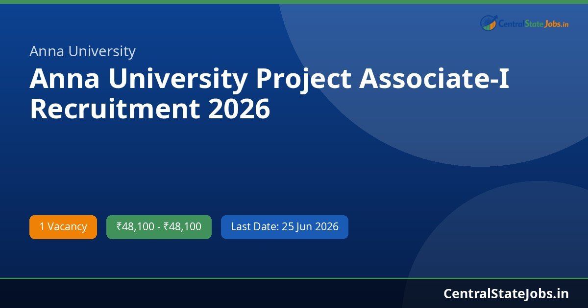 Anna University Project Associate-I Recruitment 2026