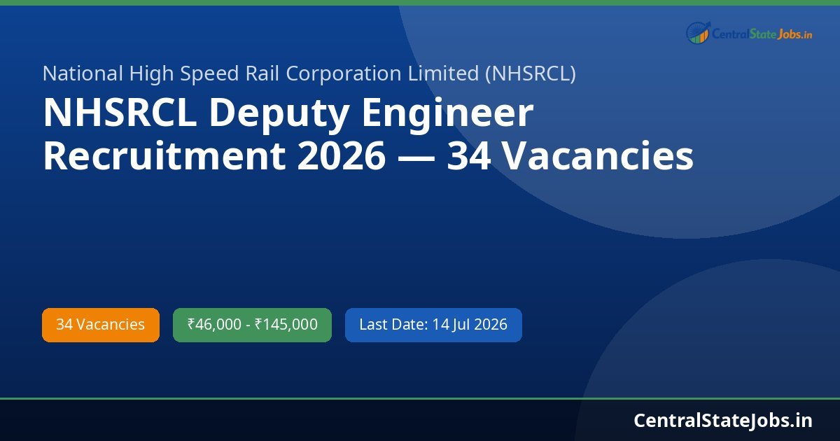 NHSRCL Deputy Engineer Recruitment 2026 — 34 Vacancies
