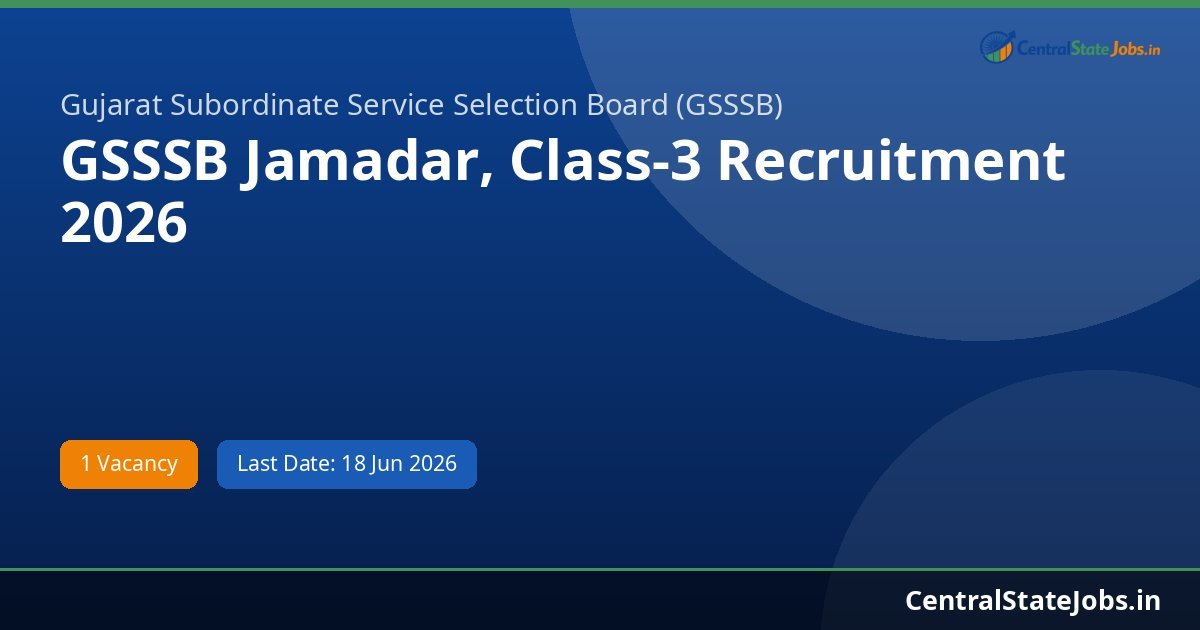 GSSSB Jamadar, Class-3 Recruitment 2026
