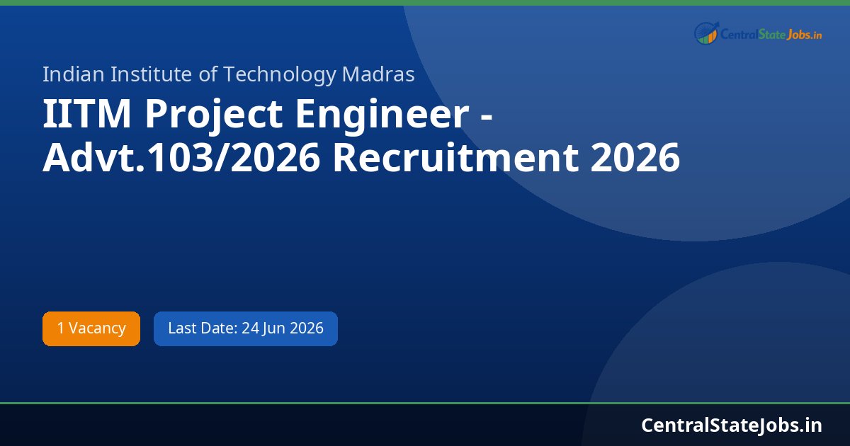 IITM Project Engineer - Advt.103/2026 Recruitment 2026