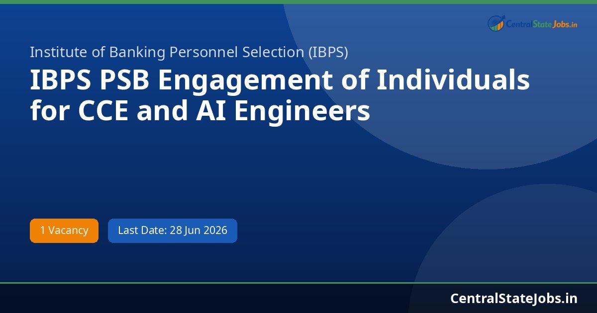 IBPS PSB Engagement of Individuals for CCE and AI Engineers Recruitment 2026