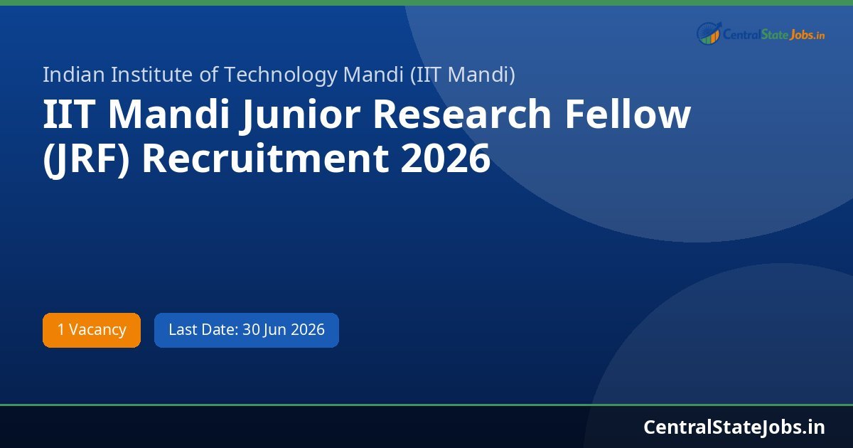 IIT Mandi Junior Research Fellow (JRF) Recruitment 2026