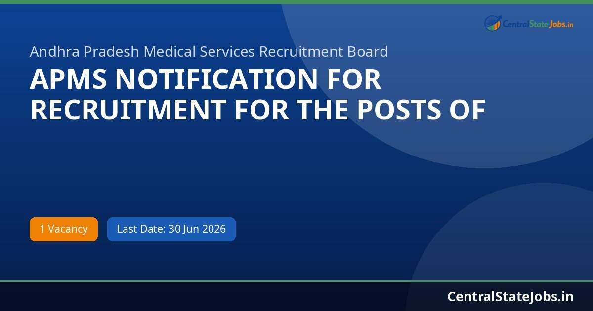 APMS NOTIFICATION FOR RECRUITMENT FOR THE POSTS OF STAFF NURSE Recruitment 2026