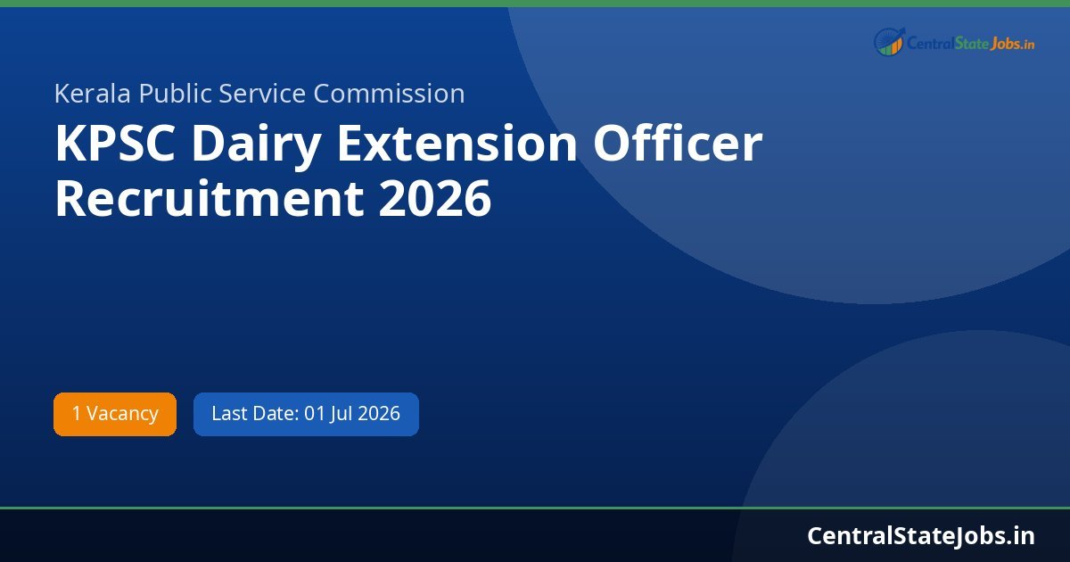 KPSC Dairy Extension Officer Recruitment 2026