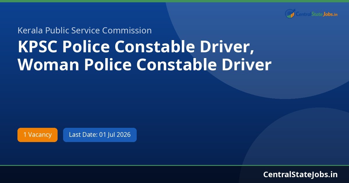 KPSC Police Constable Driver, Woman Police Constable Driver Recruitment 2026
