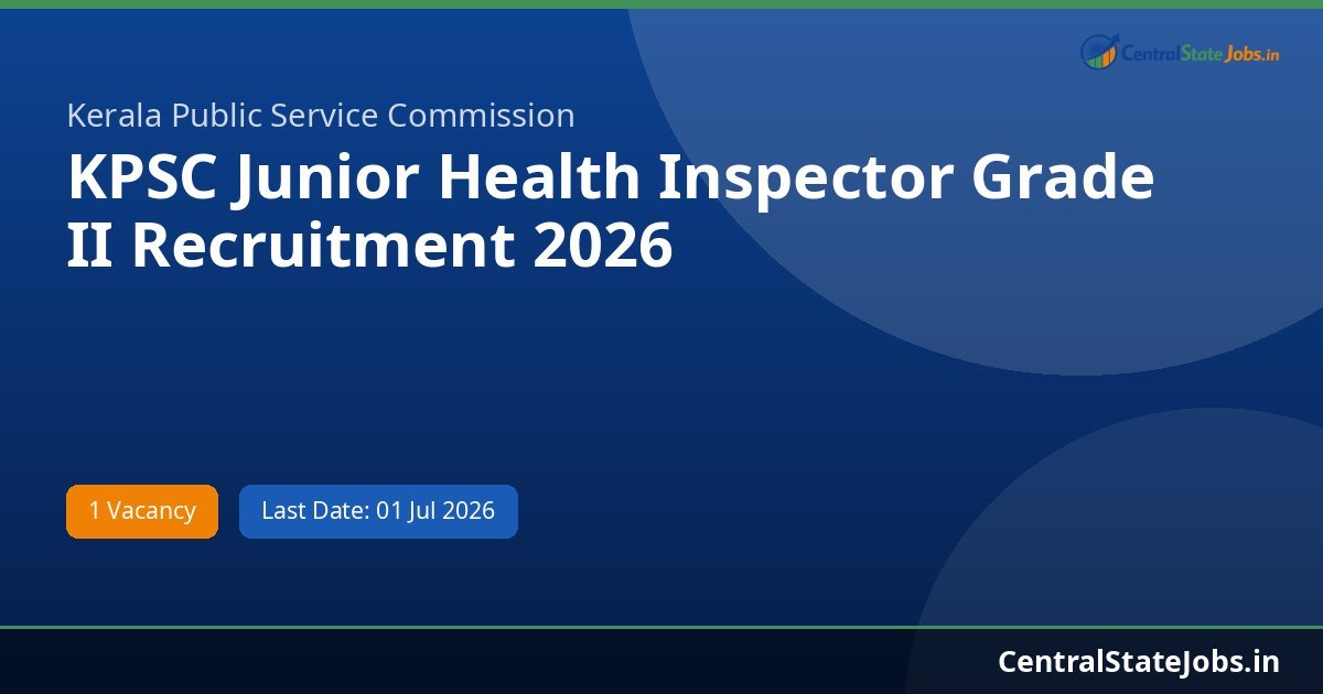 KPSC Junior Health Inspector Grade II Recruitment 2026