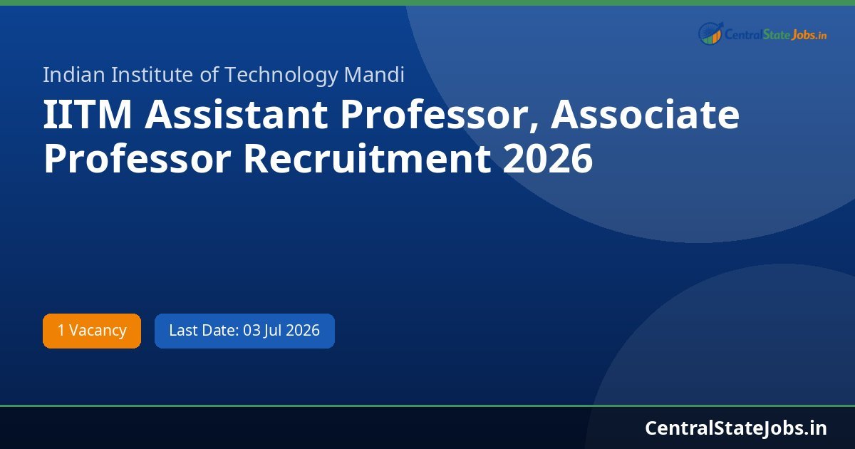 IITM Assistant Professor, Associate Professor Recruitment 2026