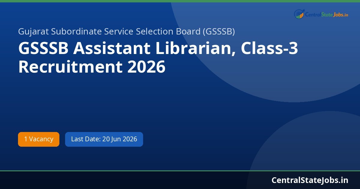 GSSSB Assistant Librarian, Class-3 Recruitment 2026