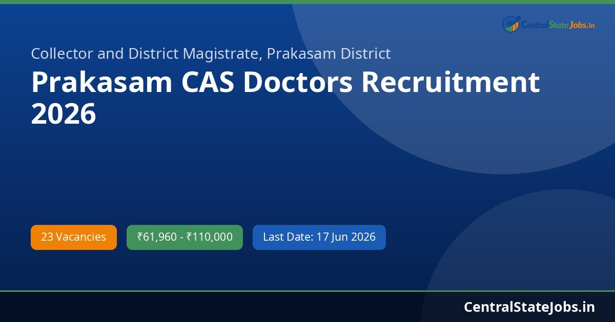 Prakasam CAS Doctors Recruitment 2026