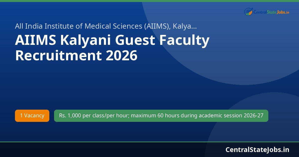AIIMS Kalyani Guest Faculty Recruitment 2026