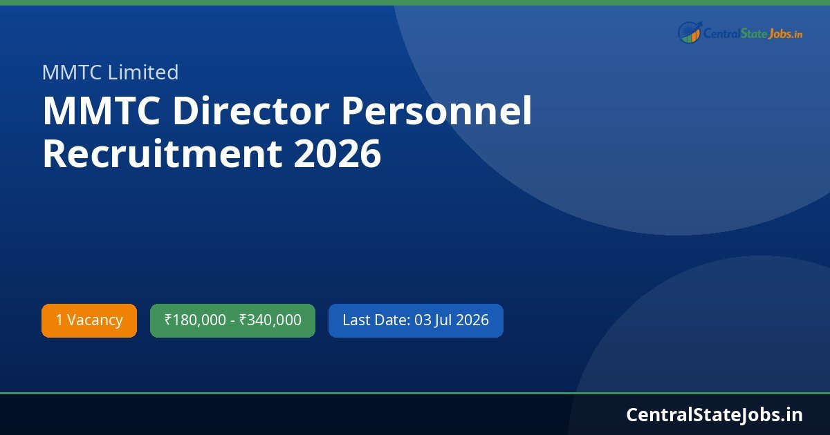 MMTC Director Personnel Recruitment 2026