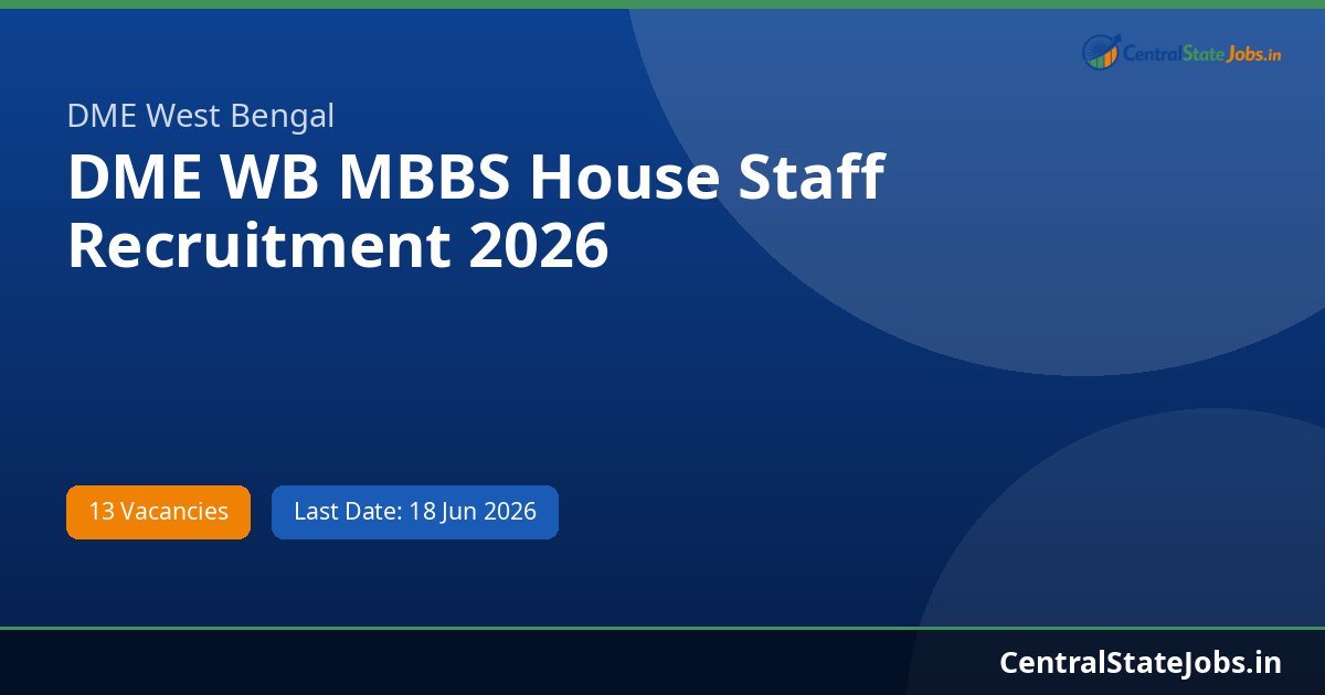 DME WB MBBS House Staff Recruitment 2026