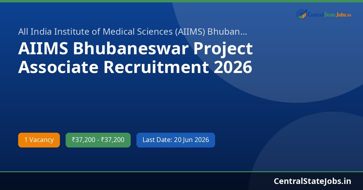 AIIMS Bhubaneswar Project Associate Recruitment 2026