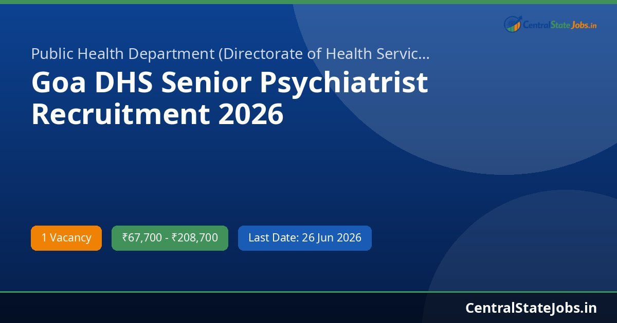 Goa DHS Senior Psychiatrist Recruitment 2026