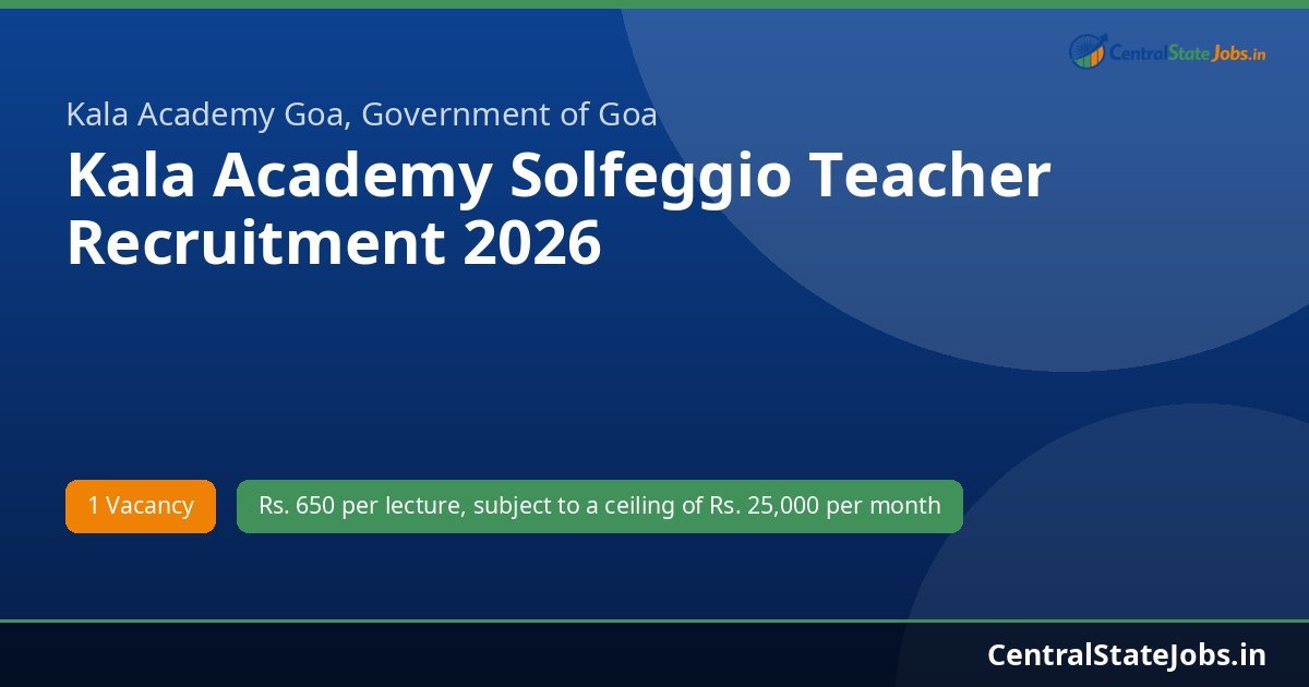 Kala Academy Solfeggio Teacher Recruitment 2026