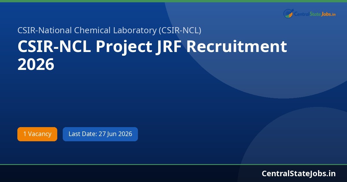 CSIR-NCL Project JRF Recruitment 2026