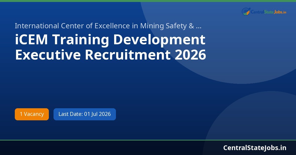 iCEM Training Development Executive Recruitment 2026