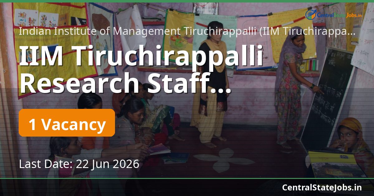 IIM Tiruchirappalli Research Staff Recruitment 2026