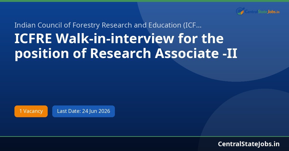 ICFRE Walk-in-interview for the position of Research Associate -II Recruitment 2026