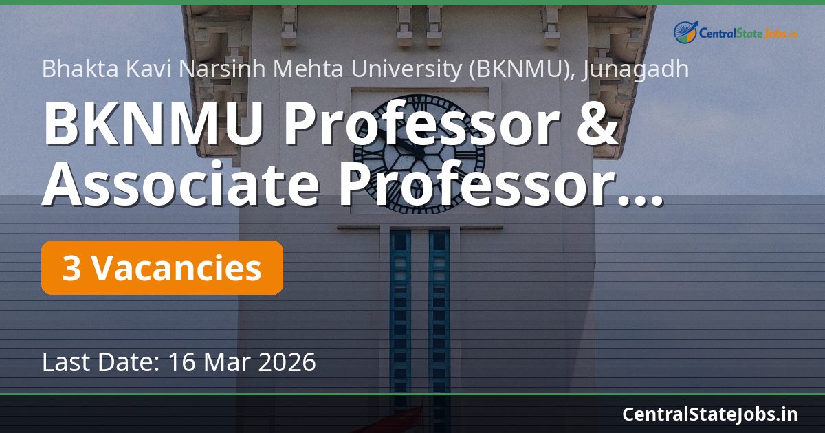 BKNMU Professor & Associate Professor Recruitment 2026