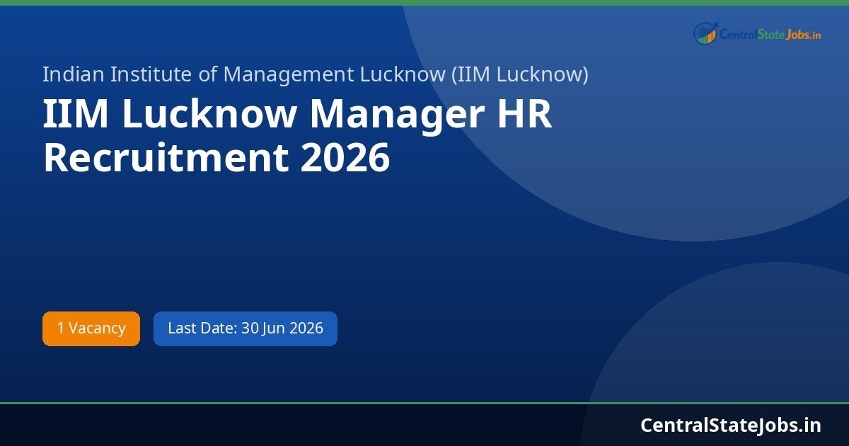 IIM Lucknow Manager HR Recruitment 2026