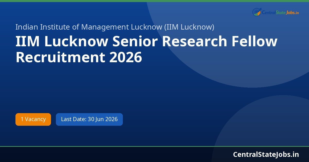 IIM Lucknow Senior Research Fellow Recruitment 2026