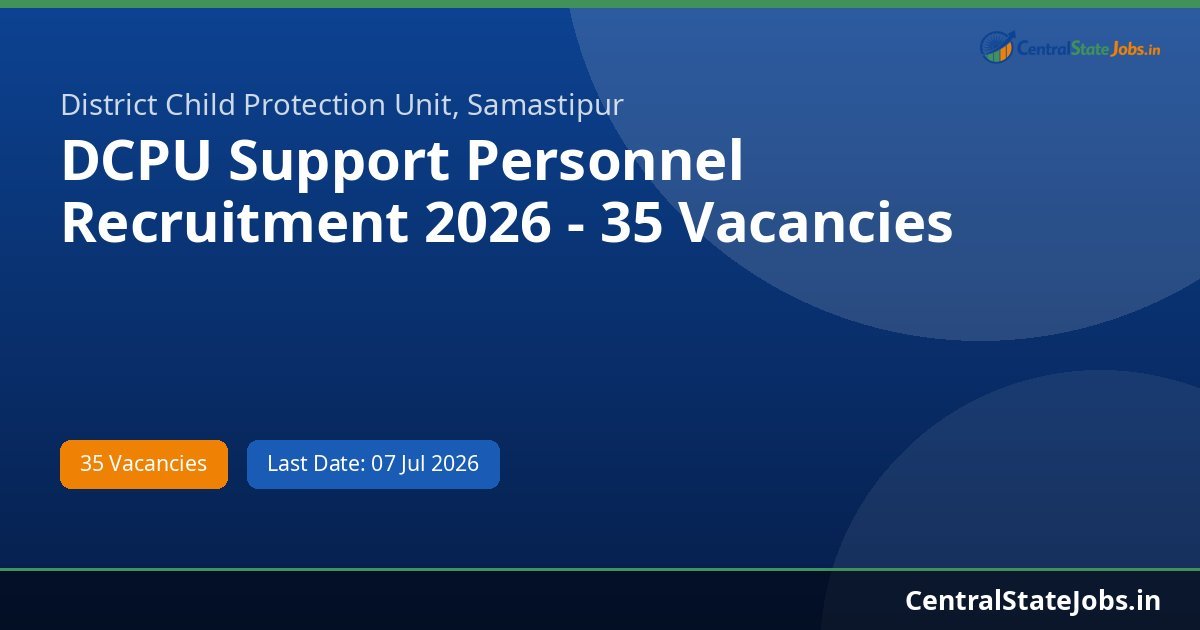 DCPU Support Personnel Recruitment 2026 - 35 Vacancies