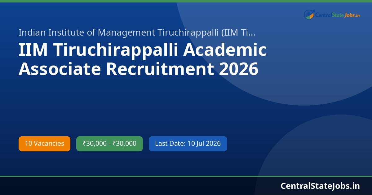 IIM Tiruchirappalli Academic Associate Recruitment 2026